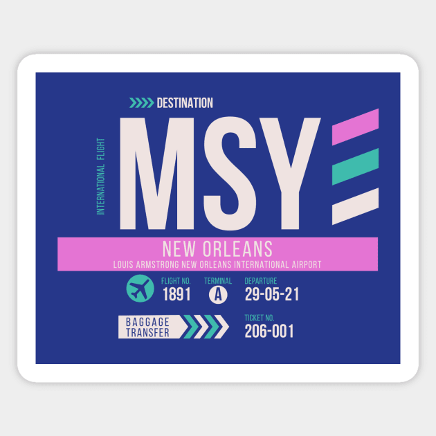 New Orleans (MSY) Airport Code Baggage Tag Sticker by SLAG_Creative